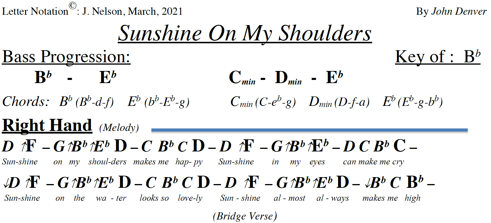 Love Song Lyrics for:Sunshine On My Shoulder-John Denver with chords.